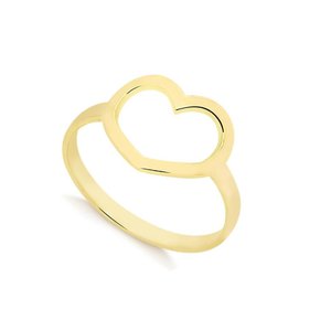 Anel Ouro 416 Coração Chapa