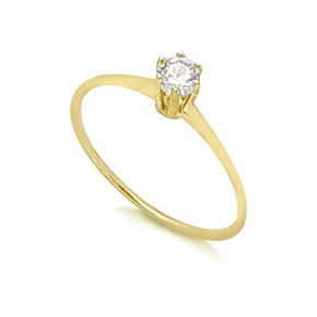 Anel Ouro 750 18k Solitário com Zircônia 4mm