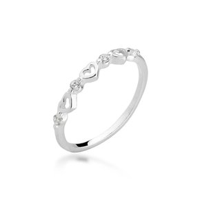 Anel Prata Corações com Zircônias