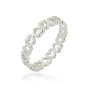 Anel Prata de Corações