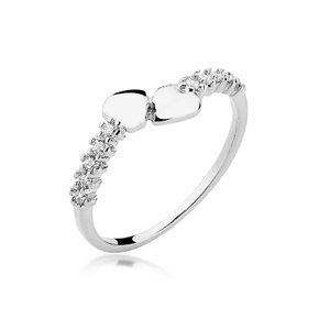 Anel Prata Dois Corações com Pedras