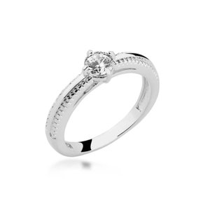 Anel Prata Feminino Solitário com Zircônias