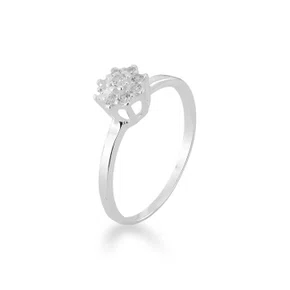 Anel Prata Solitário Chuveirinho Pedras Zircônias