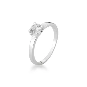Anel Prata Solitário Pedra em Zircônia