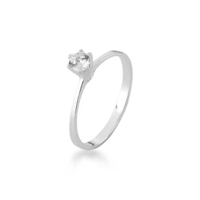 Anel Prata Solitário Pedra Zircônia 4mm