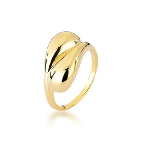 Anel Semi Jóia Dourado 2 Gotas Entrelaçadas