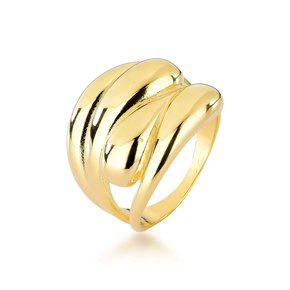 Anel Semi Jóia Dourado 3 Gotas Entrelaçadas