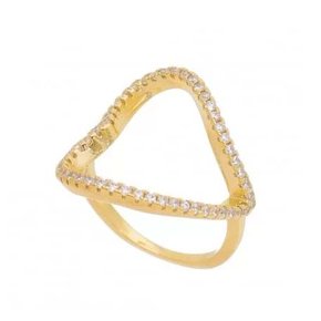 Anel Semi Jóia Dourado Coração