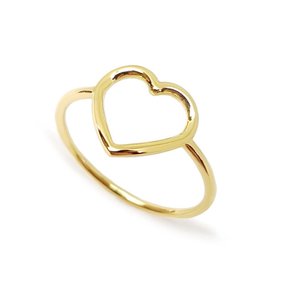 Anel Semi Jóia Dourado Coração Grande