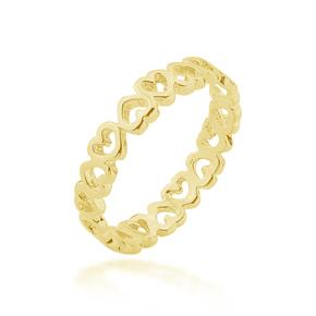 Anel Semi Jóia Dourado Corações