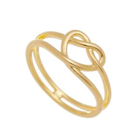 Anel Semi Jóia Dourado Laço Coração