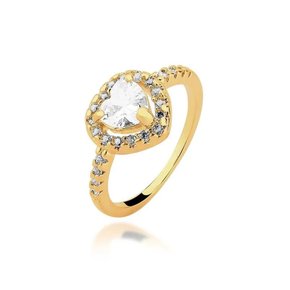 Anel Semi Jóia Dourado Solitário com Pedras
