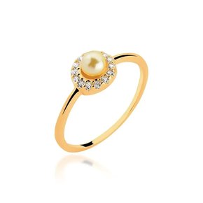 Anel Semi Jóia Dourado Solitário com Pérola