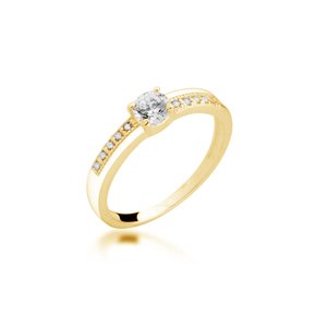 Anel Semi Jóia Dourado Solitário com Zircônias