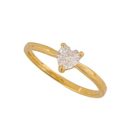 Anel Semi Jóia Dourado Solitário Coração