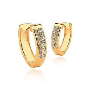 Argola Semi Jóa Dourada com Pedras