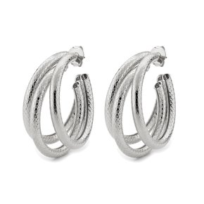 Argola Semi Jóia Banhada a Prata Tripla Trabalhada