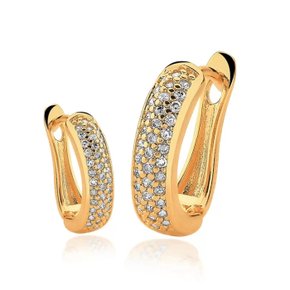 Argola Semi Jóia Dourada com Pedras