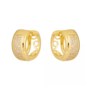 Argola Semi Jóia Dourada com Pedras