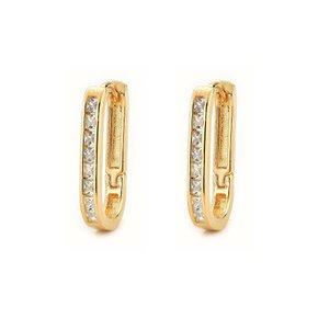 Argola Semi Jóia Dourada com Zircônias