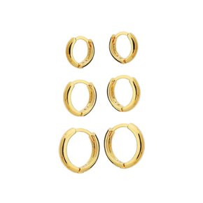 Argola Semi Jóia Dourada Trio Fio Redondo Liso