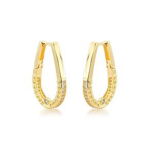 Argola Semi Jóia Dourada Gota com Pedra