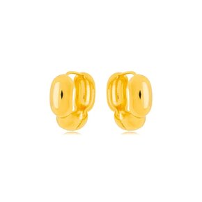 Argola Semi Jóia Dourada Lisa com Detalhes