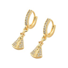 Argola Semi Jóia Dourada Nossa Senhora Aparecida