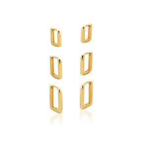 Argola Semi Jóia Dourada Trio