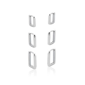 Argola Semi Jóia Ródio Prata Trio