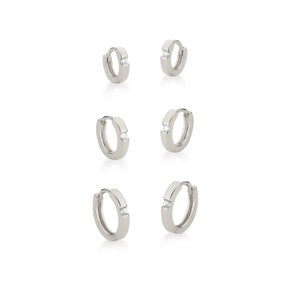 Argola Semi Jóia Rodio Trio com Pedra