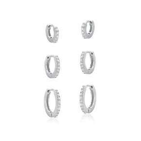 Argola Semi Jóia Rodio Trio com Pedras