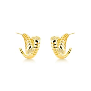 Argola Semi Jóia Dourada com Pedras