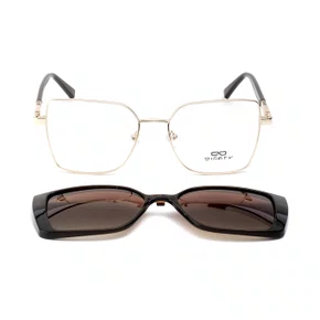 Armação para Óculos Difaty Feminina Dourada Clipon