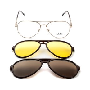 Armação para Óculos Difaty Marrom Clipon Polariz