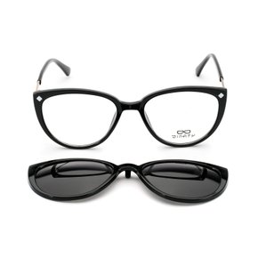 Armação para Óculos Difaty Preta Clipon Polarizado