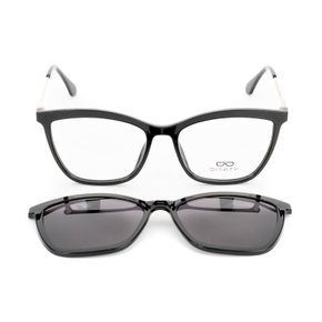 Armação para Óculos Difaty Preta Clipon Polarizado