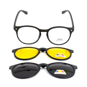 Armação para Óculos Difaty Preta Clipon Polarizado