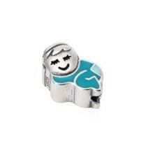 Berloque Prata Bebê Deitado Roupa Verde