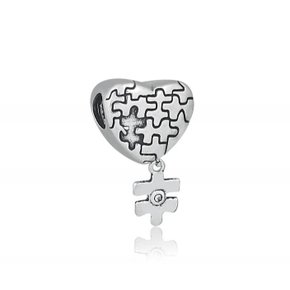 Berloque Prata Coração Autismo