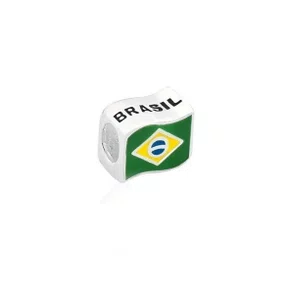 Berloque Prata Separador Bandeira do Brasil