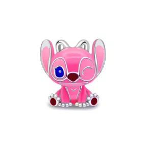 Berloque Prata Stitch Rosa