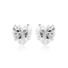 Brinco Prata Ponto de Luz 10mm Formato Coração