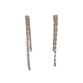 Brinco Semi Jóia Dourado Pedras em Zircônias Branca