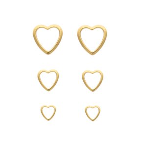 Brinco Semi Jóia Dourado Trio Coração