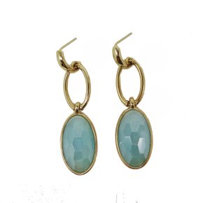 Brinco Semi Jóia Pedra Azul Citrino