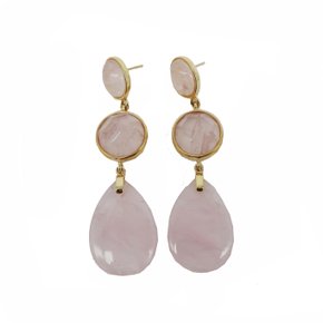 Brinco Semi Jóia Pedra Rosa