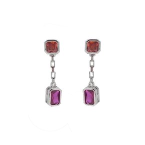 Brinco Semi Jóia Prateado Pendurado Colorido