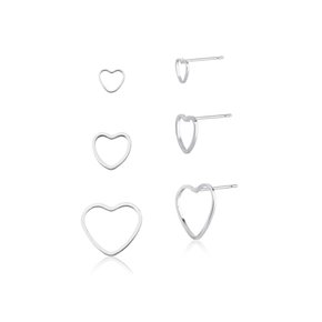 Brinco Semi Jóia Rodio Prata Trio Coração