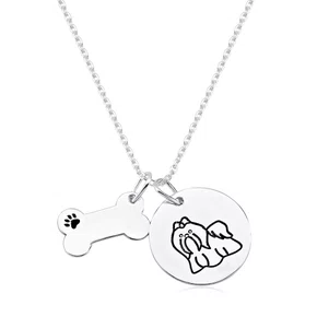 Colar Prata Mãe de Pet Medalha e Ossinho